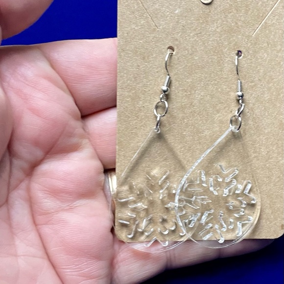 Acrylic Snowflake Earrings - Picture 2 of 2